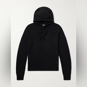 NWT - TOM FORD Logo-Embroidered Black Cashmere Hoodie